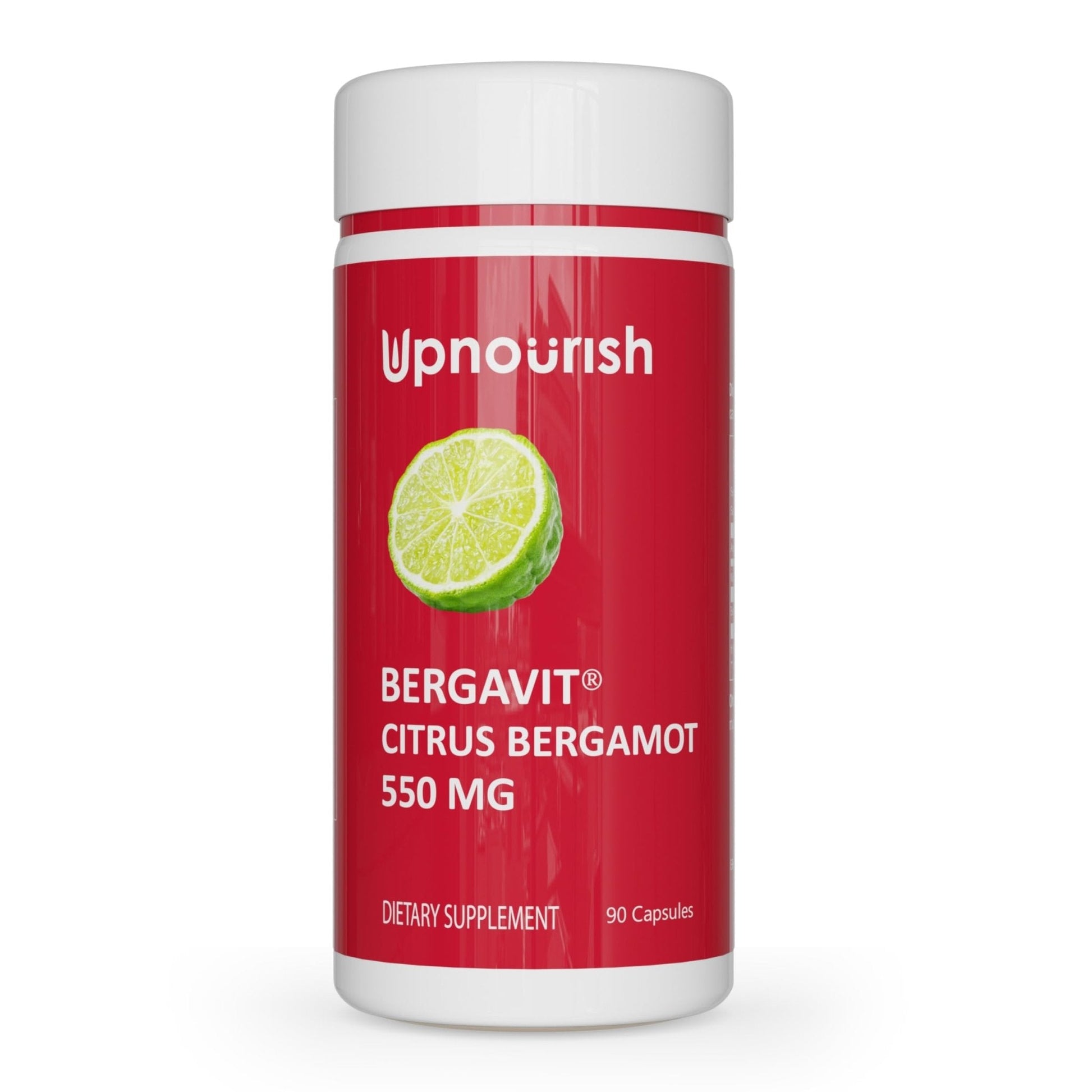 UpNourish BERGAVIT Citrus Bergamot Cholesterol Supplement - Italian Citrus Bergamot Extract 550mg for Women and Men 90 Vegan Capsules - Maple Wellness Supplements