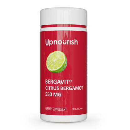UpNourish BERGAVIT Citrus Bergamot Cholesterol Supplement - Italian Citrus Bergamot Extract 550mg for Women and Men 90 Vegan Capsules - Maple Wellness Supplements