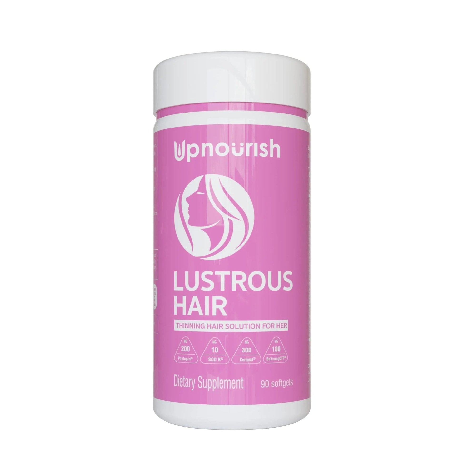 UpNourish Hair Growth Vitamins for Women - Proven Hair Supplement with KERANAT, DHT Blocker PHYTOPIN, Biotin 5000 mcg & SOD, Hair Vitamins for Faster Hair Growth, Hair Loss & Thinning Hair - 90 ct - Maple Wellness Supplements