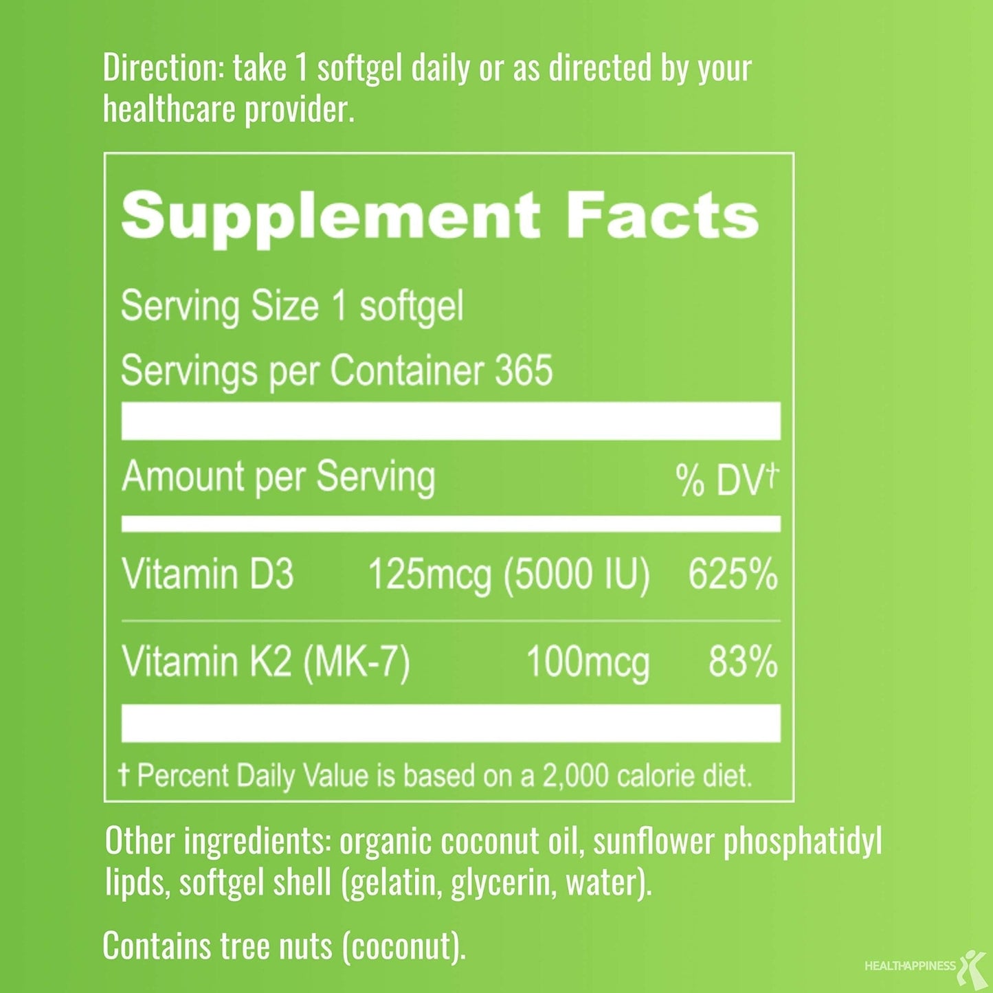 UpNourish Liposomal D3 K2 MK-7 – 365 Mini softgels with Organic Coconut Oil - 5000 IU 125 mcg Vitamin D3 and 100 mcg Vitamin k2 - Maple Wellness Supplements