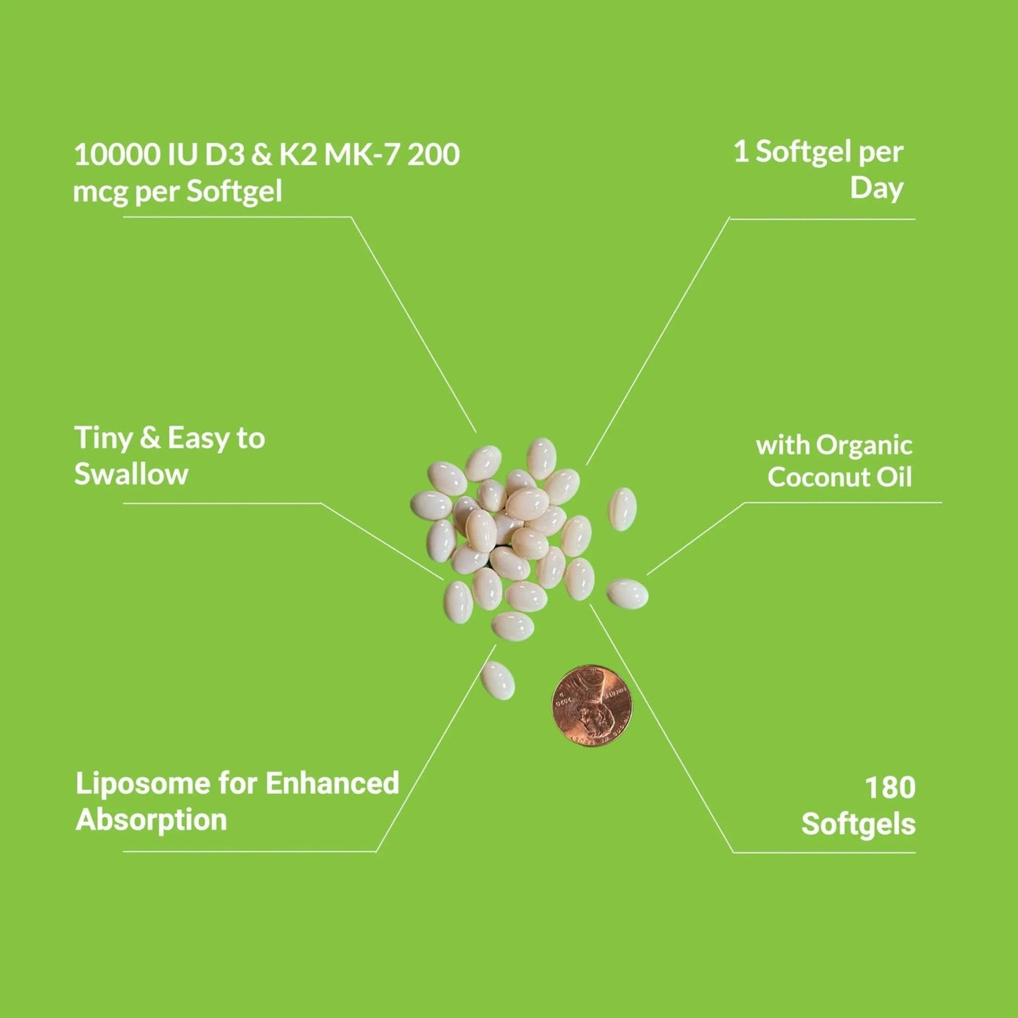 UpNourish Liposomal D3 K2 Vitamin 10000 IU D3 and K2 MK-7 200 mcg - 180 Vitamin D3 k2 (Vitamina D3 con K2) Mini Softgels - Easy to Swallow K2 D3 Vitamin - Maple Wellness Supplements