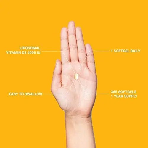 UpNourish Liposomal Vitamin D3 5000 IU Softgels - 1 Year Supply | Organic Coconut Oil Infused Vitamin D Supplements - Support Bone, Dental, Heart, Mood & Immune Health - Non GMO Gluten Free - 365 ct - Maple Wellness Supplements