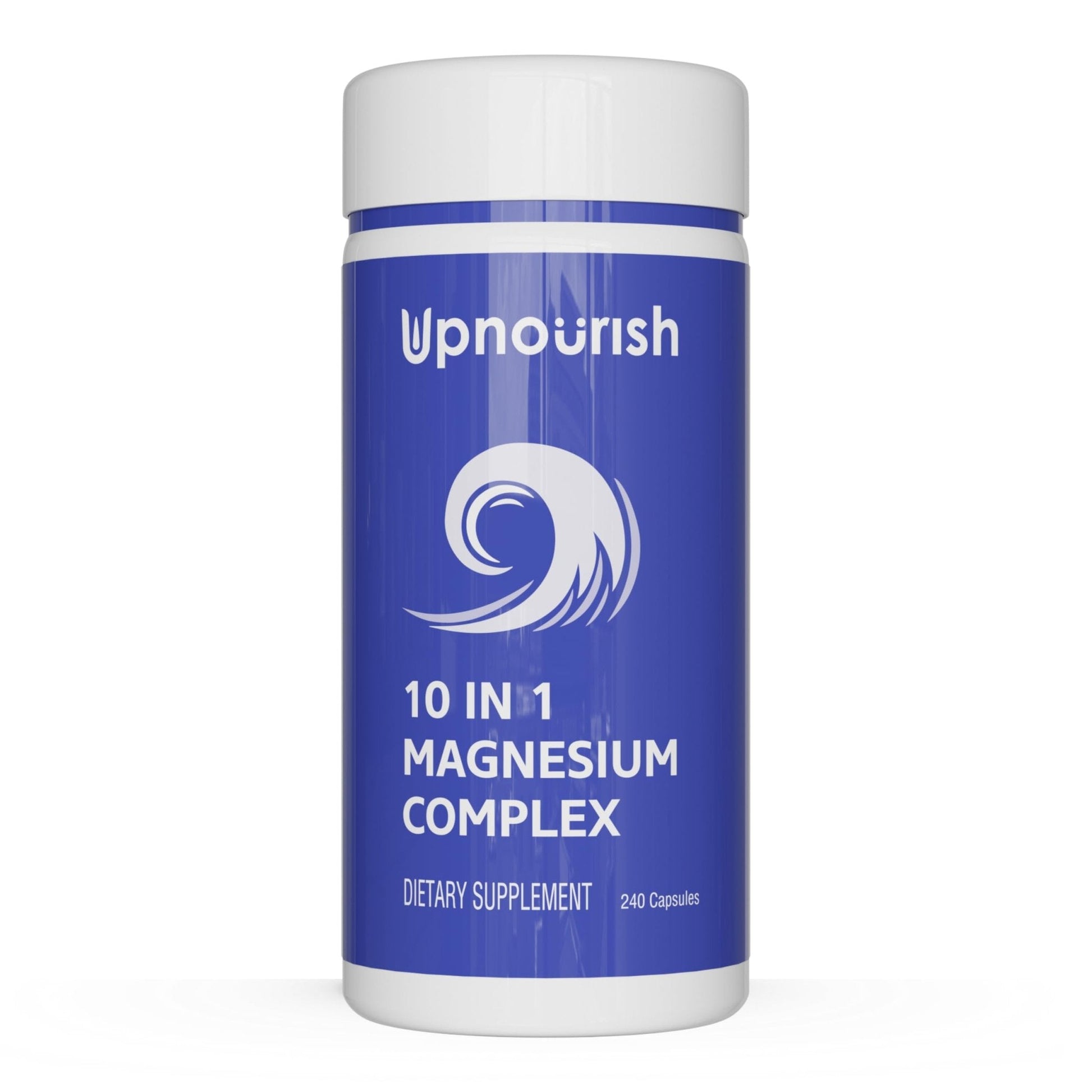 UpNourish Magnesium Supplement - 10 in 1 Magnesium Complex - Full Spectrum Magnesium Mineral Supplements with Glycinate, Citrate, Taurate, Malate, Carbonate, Oxide and More, 240 Vegan Capsules - Maple Wellness Supplements