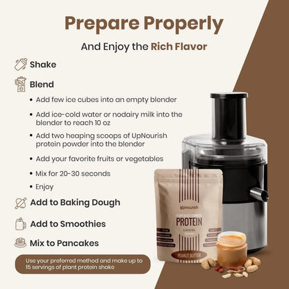 UpNourish Peanut Butter Vegan Protein Powder 54 Superfoods Powder,1.5 Billion CFU Probiotics 21g Plant Based Protein,No Sugar No Dairy No GMO Dairy Free,Meal Replacement Shake Keto-Friendly Low-Carb Diet,15 Servings - Maple Wellness Supplements