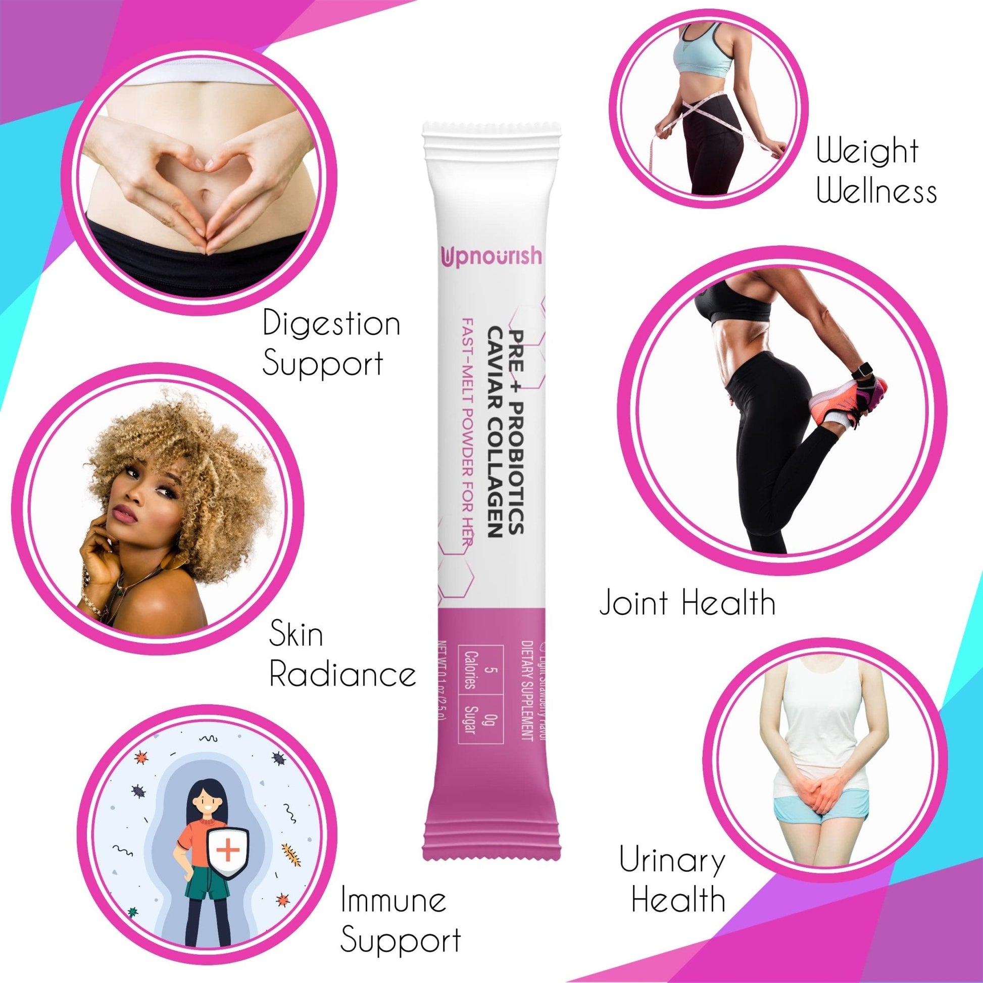UpNourish Probiotics, Caviar Collagen with Prebiotics for Women's Digestive, Skin Radiance, and Feminine Health with Cranberry - Maple Wellness Supplements
