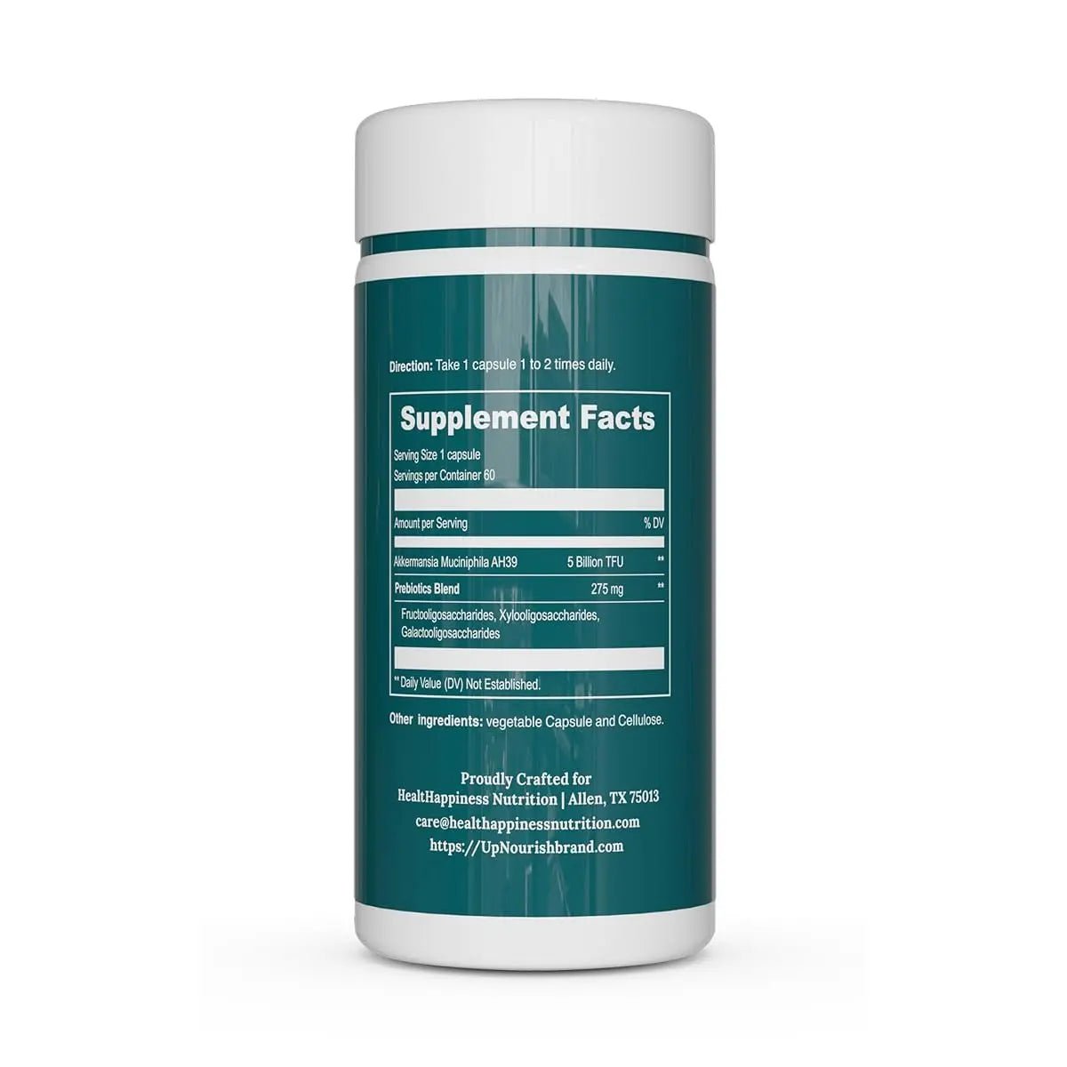 UpNourish Probiotics for GLP-1 Support, 5 Billion TFU Akkermansia Muciniphila for Digestive Health, Leaky Gut, Immunity and Metabolic Health, Prebiotics and Probiotics for Women and Men, 60 Capsules - Maple Wellness Supplements