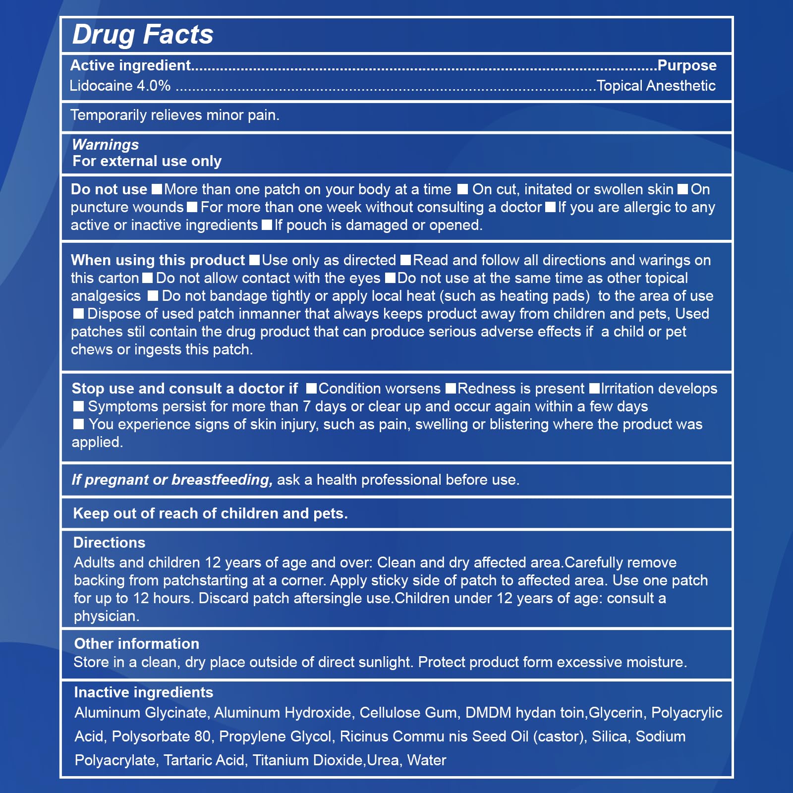 Uposiut Lidocaine Patches, Maximum Strength Lidocaine Patches (40 Patches), for Muscle Pain Relief in The Back, Shoulders, Neck, Knees, and Anks, 12 Hour Pain Relief-G002 - Maple Wellness Supplements