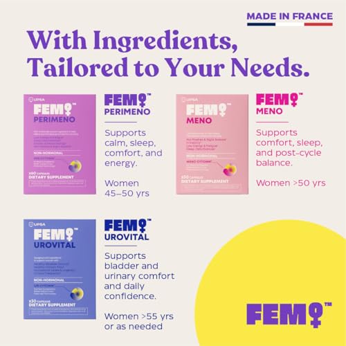 Upsa FEM Perimeno Perimenopause Supplements for Women - Non-Hormonal Pre-Menopause Support for Hot Flashes, Night Sweats, Mood, Sleep & Low Energy - 30 Capsules - Maple Wellness Supplements