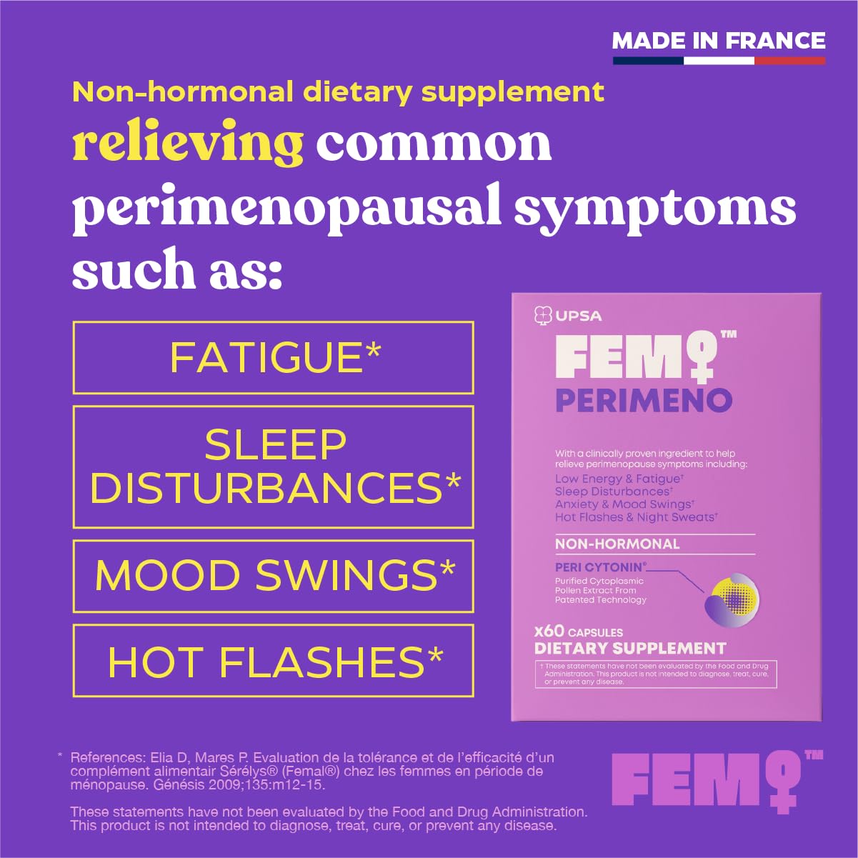 Upsa FEM Perimeno Perimenopause Supplements for Women - Non-Hormonal Pre-Menopause Support for Hot Flashes, Night Sweats, Mood, Sleep & Low Energy - 30 Capsules - Maple Wellness Supplements