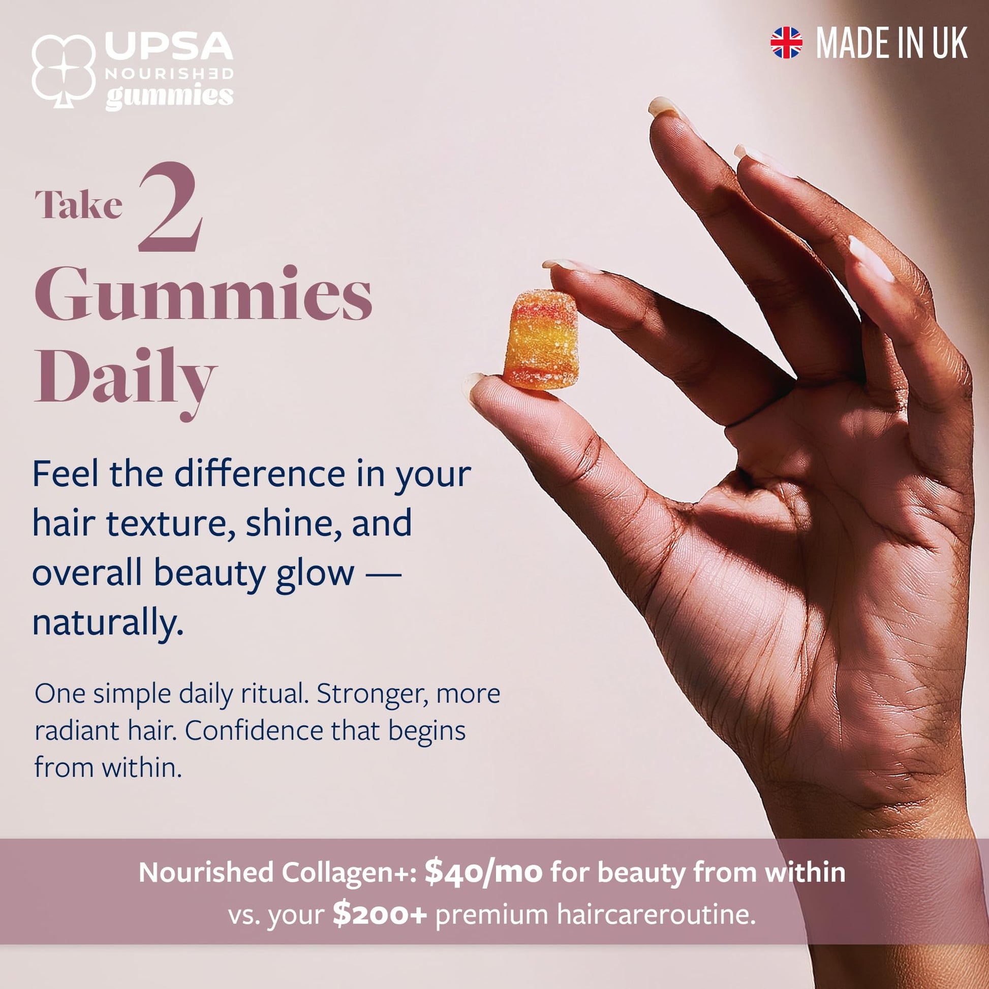 Upsa Nourished Collagen Hair Health 30 Count – Ovoderm® Egg Membrane Complex with Biotin, Zinc & Copper – for Healthy, Shiny & Fuller-Looking Hair - Maple Wellness Supplements