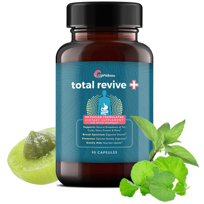 UpWellness Total Revive+ Digestive Enzymes - Broad-Spectrum Enzymes for Digestive Health - Supports Gut Health and Nutrient Absorption - Maple Wellness Supplements
