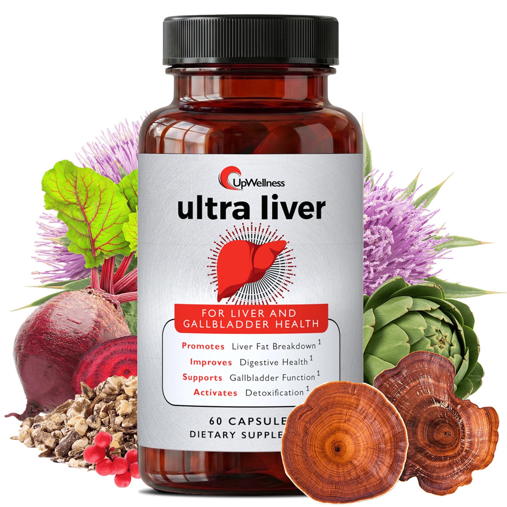 UpWellness Ultra Liver Supplement for Liver Support and Gallbladder Support - Powered by TMG, NAC Milk Thistle, and More - Maple Wellness Supplements