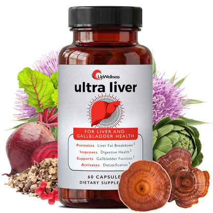 UpWellness Ultra Liver Supplement for Liver Support and Gallbladder Support - Powered by TMG, NAC Milk Thistle, and More - Maple Wellness Supplements