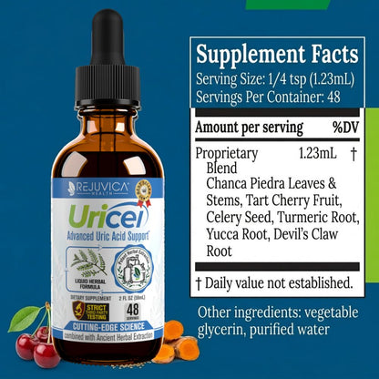 Uricel - Advanced Uric Acid Support & Cleanse Supplement - Liquid Delivery for Better Absorption - Tart Cherry, Chanca Piedra, Celery Seed, Turmeric & More! - Maple Wellness Supplements