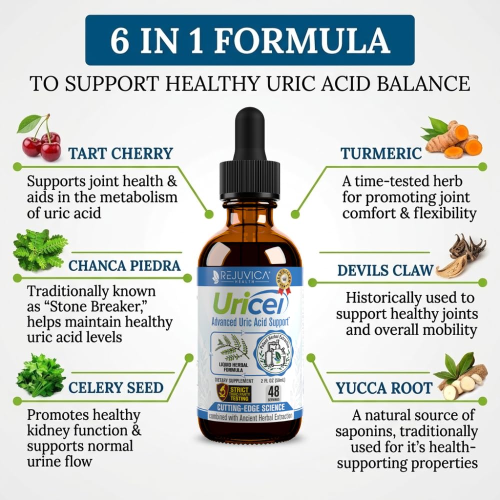 Uricel - Advanced Uric Acid Support & Cleanse Supplement - Liquid Delivery for Better Absorption - Tart Cherry, Chanca Piedra, Celery Seed, Turmeric & More! - Maple Wellness Supplements
