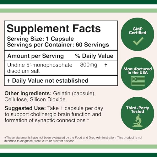 Uridine Monophosphate - Third Party Tested (Choline Enhancer, Beginner Nootropic) - Maple Wellness Supplements