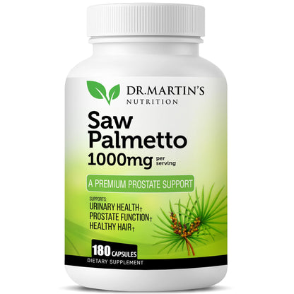 USA Grown Saw Palmetto | 180 Capsules Prostate Health Supplement | Hair Growth for Men & Women | Support to Help Maintain Normal Urination Frequency - Maple Wellness Supplements