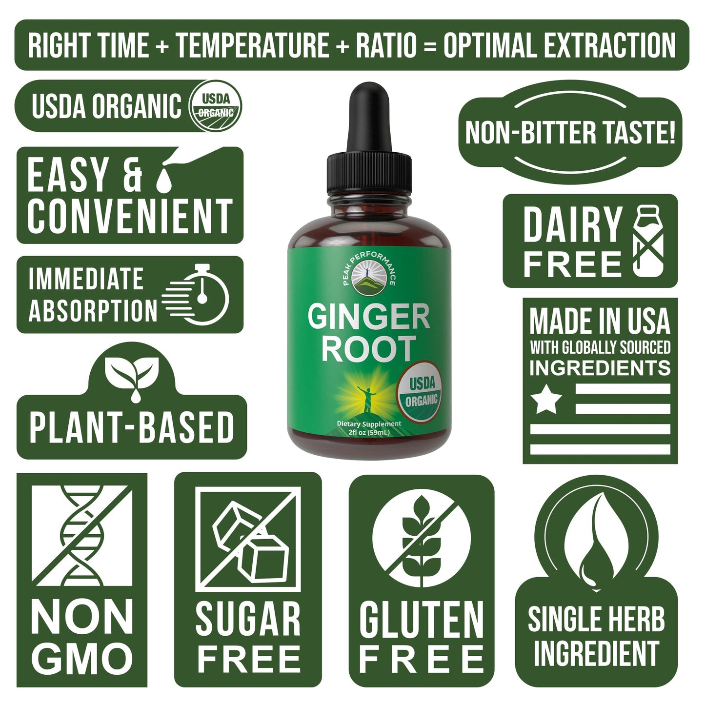 USDA Organic Ginger Root Extract Liquid Drops. Zero Sugar, Non Bitter Vegan Ginger Oil Supplement for Immune, Digestive + Gut Support. High Bioavailability, Gluten Free for Women and Men. Take Orally - Maple Wellness Supplements
