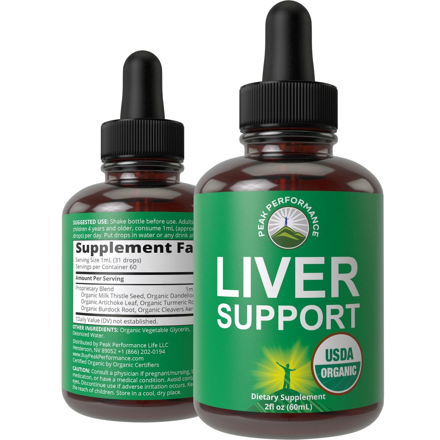 USDA Organic Liver Cleanse Detox & Repair. 6-in-1 Liquid Drops with Organic Milk Thistle, Artichoke Extract, and More. Zero Sugar, Liver Health Support Tincture Supplement Alternative to Capsules - Maple Wellness Supplements
