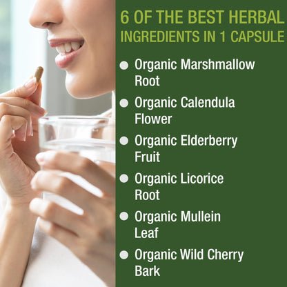 USDA Organic Lung Detox for Smokers and Non Smokers with 6 Top Ingredients. Mullein Leaf, Marshmallow Root, Calendula. Lungs Cleanse for Better Respiratory Health. Lung Support Capsules Supplement - Maple Wellness Supplements