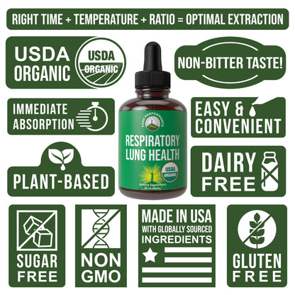 USDA Organic Lung Detox for Smokers and Non Smokers with 6 Top Ingredients. Mullein Leaf, Marshmallow Root, Calendula. Lungs Cleanse for Better Respiratory Health. Liquid Drops Tincture Supplement - Maple Wellness Supplements