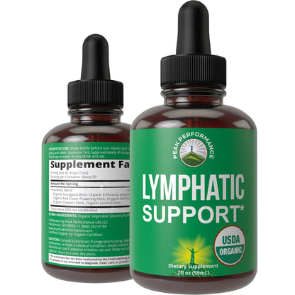 USDA Organic Lymphatic Drainage Drops. Sugar Free, Tasty 6-in-1 Lymph System Support for Detox, Cleanse. Vegan Supplement with Astragalus, Echinacea, Red Clover, Cleavers Herb, Licorice & Burdock Root - Maple Wellness Supplements