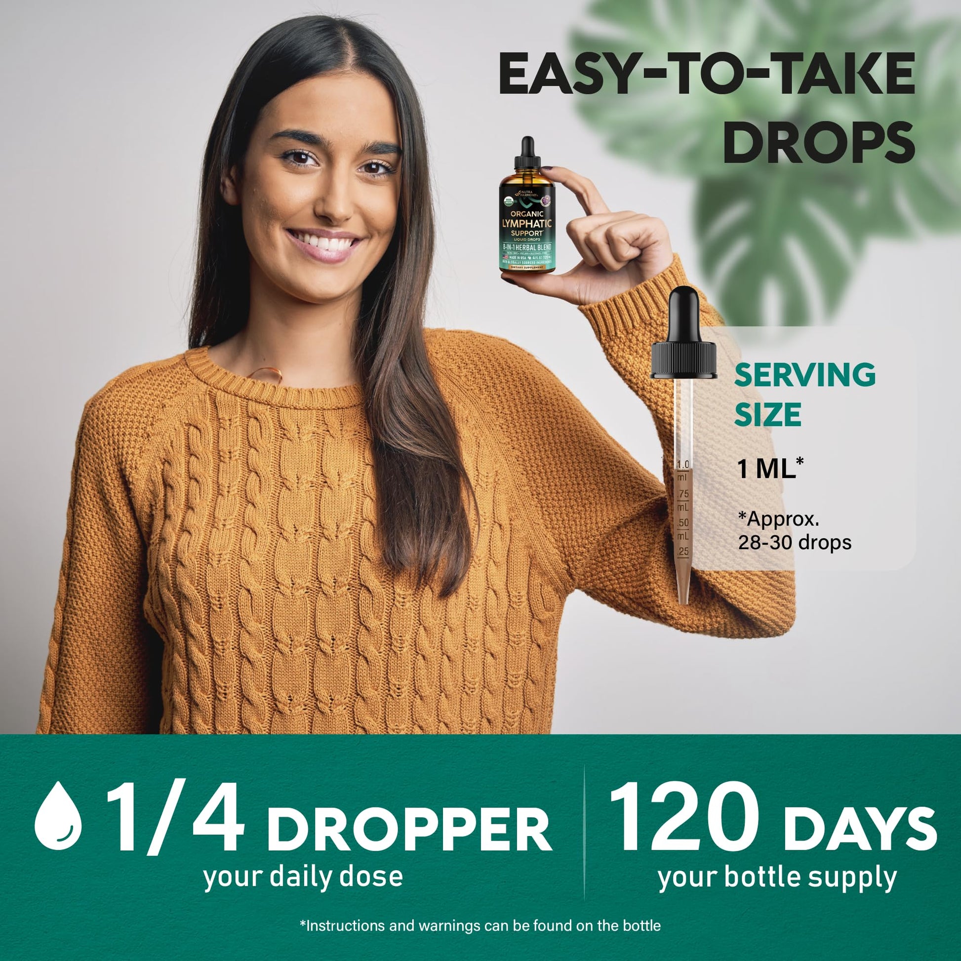 USDA Organic Lymphatic Drainage Supplement - Echinacea | Elderberry | Dandelion | Rosehip | Cleavers | Calendula | Burdock - Made in USA - Lymph System Drops - Maple Wellness Supplements