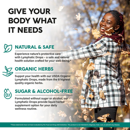 USDA Organic Lymphatic Drainage Supplement - Echinacea | Elderberry | Dandelion | Rosehip | Cleavers | Calendula | Burdock - Made in USA - Lymph System Drops - Maple Wellness Supplements