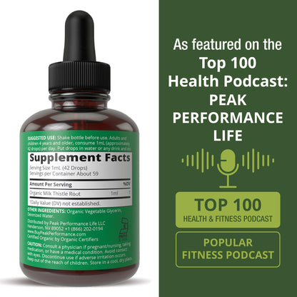 USDA Organic Milk Thistle Extract Vegan Liquid Drops. Liver Detox Herbal Supplement. Zero Sugar, Great for Digestion and A Cleanse. Pure Organic Milk Thistle Tincture Supplements for Women and Men - Maple Wellness Supplements