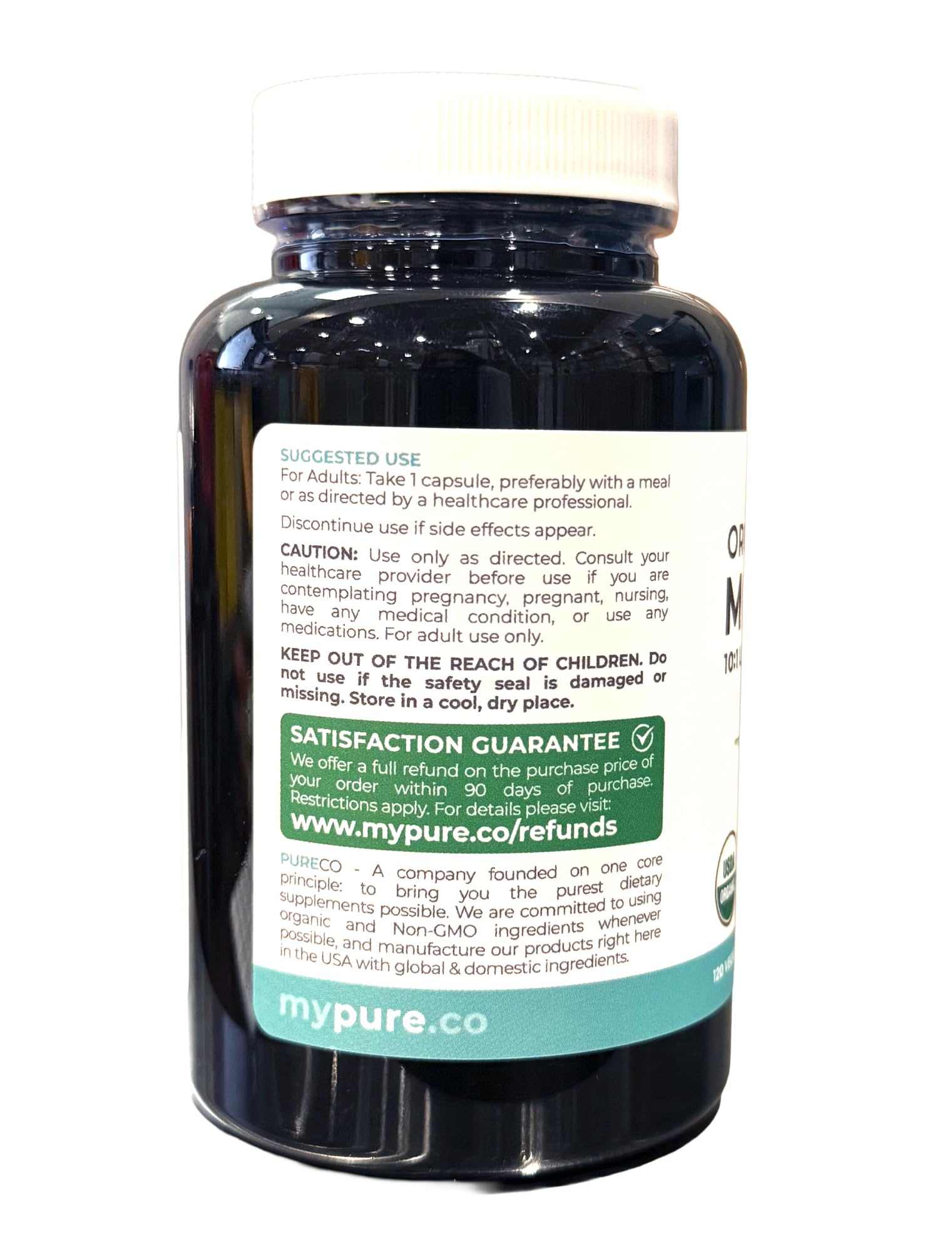USDA Organic Moringa Capsules - High Potency Organic Moringa 500mg Extract 10:1 Per 1 Capsule Serving - Nutrient Dense Green Superfood Antioxidant - Maple Wellness Supplements