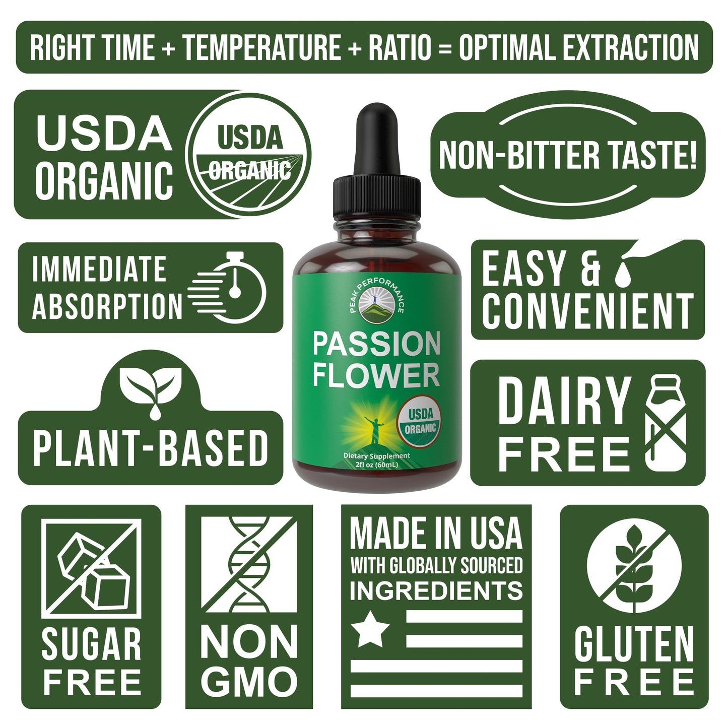 USDA Organic Passion Flower Extract Vegan Liquid Drops with High Bioavailability for Women and Men. Organic Passionflower Supplement with Zero Sugar and Gluten Free. for Calm, Relaxation Support. - Maple Wellness Supplements