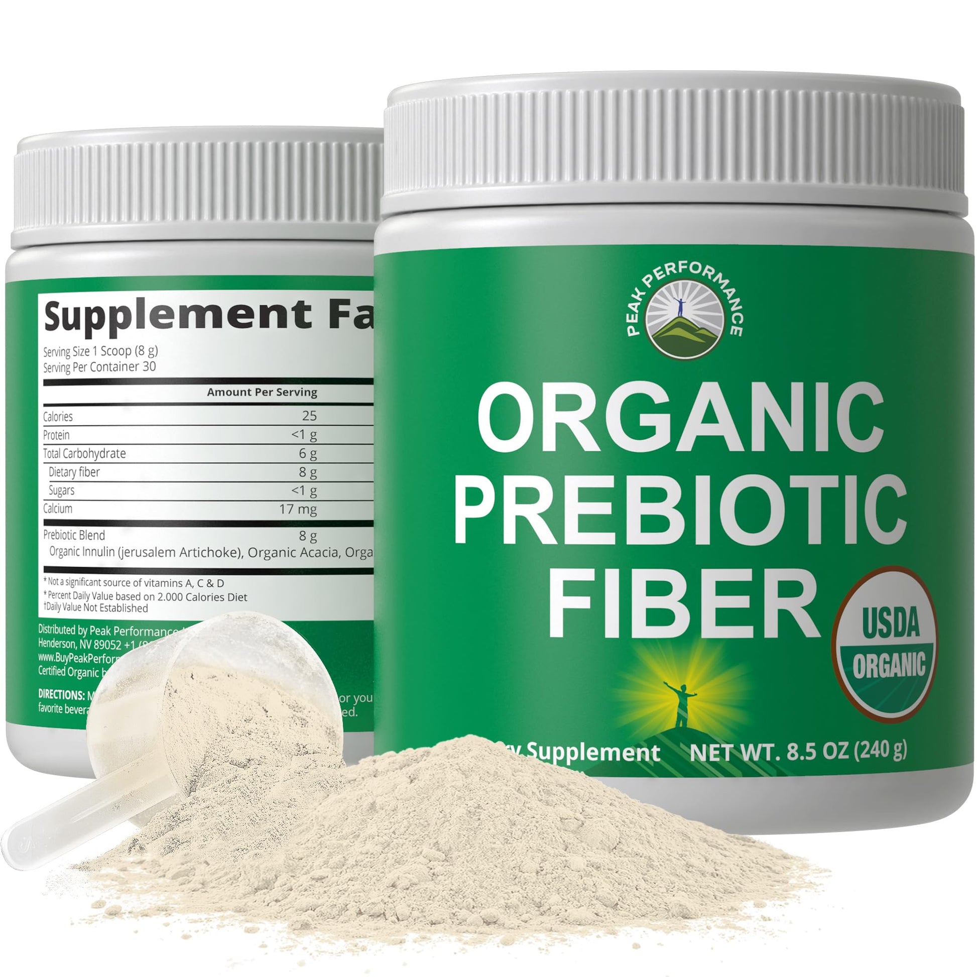 USDA Organic Prebiotic Fiber 3-in-1 Vegan Powder for Gut Health. Raw Whole Food Plant Based Prebiotics Digestive Supplement with Organic Inulin (Jerusalem Artichoke), Acacia Fibers, SunFiber - Maple Wellness Supplements