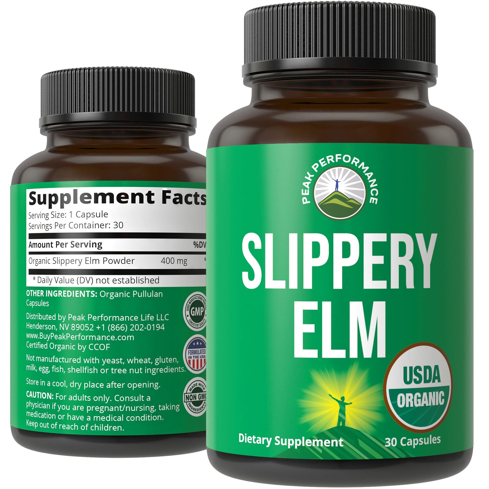 USDA Organic Slippery Elm for Women & Men. Vegan Capsules with Micronized Slippery Elm Bark Powder for Digestion, Bloating Relief, & Gut Lining. Natural Mucilage That Soothes The Throat & Airways - Maple Wellness Supplements