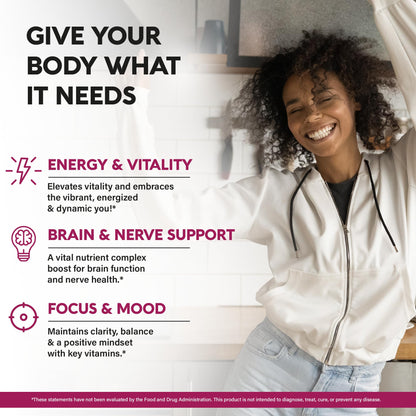 USDA Organic Vitamin B-Complex B5 Pantothenic Acid | B12 Methylcobalamin | B1 Thiamine | B6 Pyridoxine | B7 Biotin | B9 Folic | B3 Niacinamide - Maple Wellness Supplements