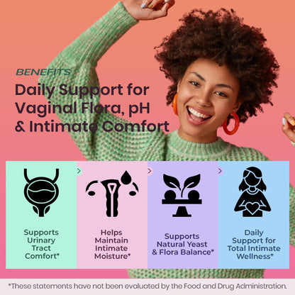 UTI Flora & Odor Pro+ & UTI Yeast & pH Pro+ | Pack of 2 | Vaginal Probiotics for Feminine Hydration & Freshness Support | Third-party Tested, cGMP Facility, Vegan, Non-GMO, Gluten-Free | 60+60 Caps - Maple Wellness Supplements