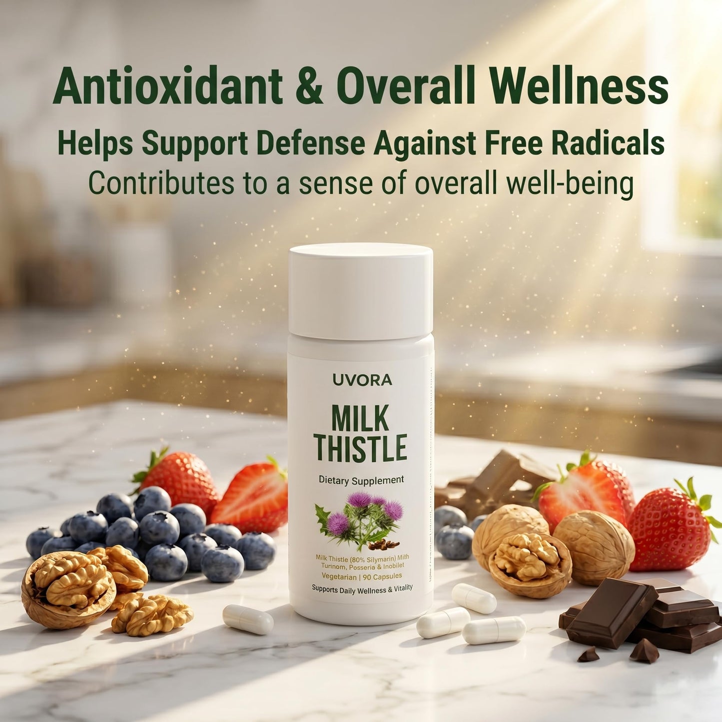 Uvora - Milk Thistle Extract,Uvora Premium Herbal Supplement with Milk Thistle Extract & Antioxidants – Supports Natural ification - Maple Wellness Supplements