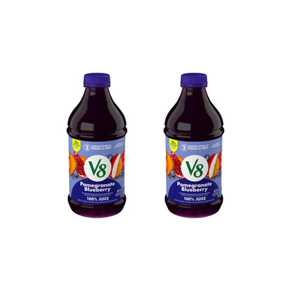 V8 Blends 100% Juice Pomegranate Blueberry Juice, Fruit and Vegetable Juice Blend, 46 Fl Oz Bottle (Pack of 2) - Maple Wellness Supplements