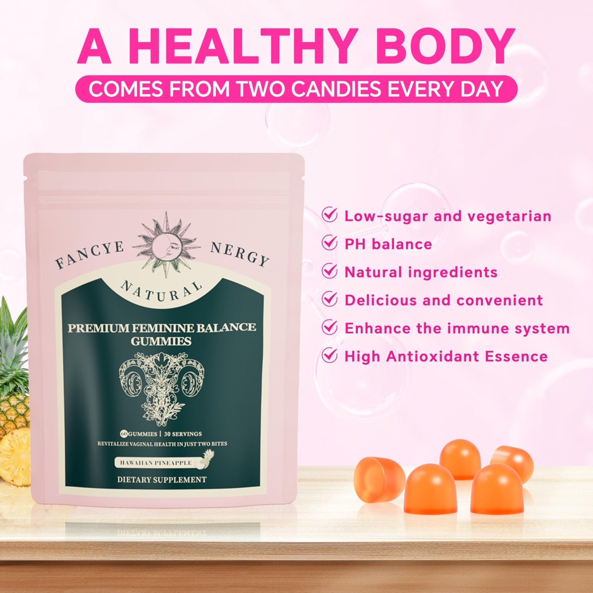 Vaginal Probiotics for Women – Premium Feminine Balance Gummies for Women, Hawaiian Pineapple Flavor, Support Healthy Odor and Vaginal Flora, pH Balance - Maple Wellness Supplements