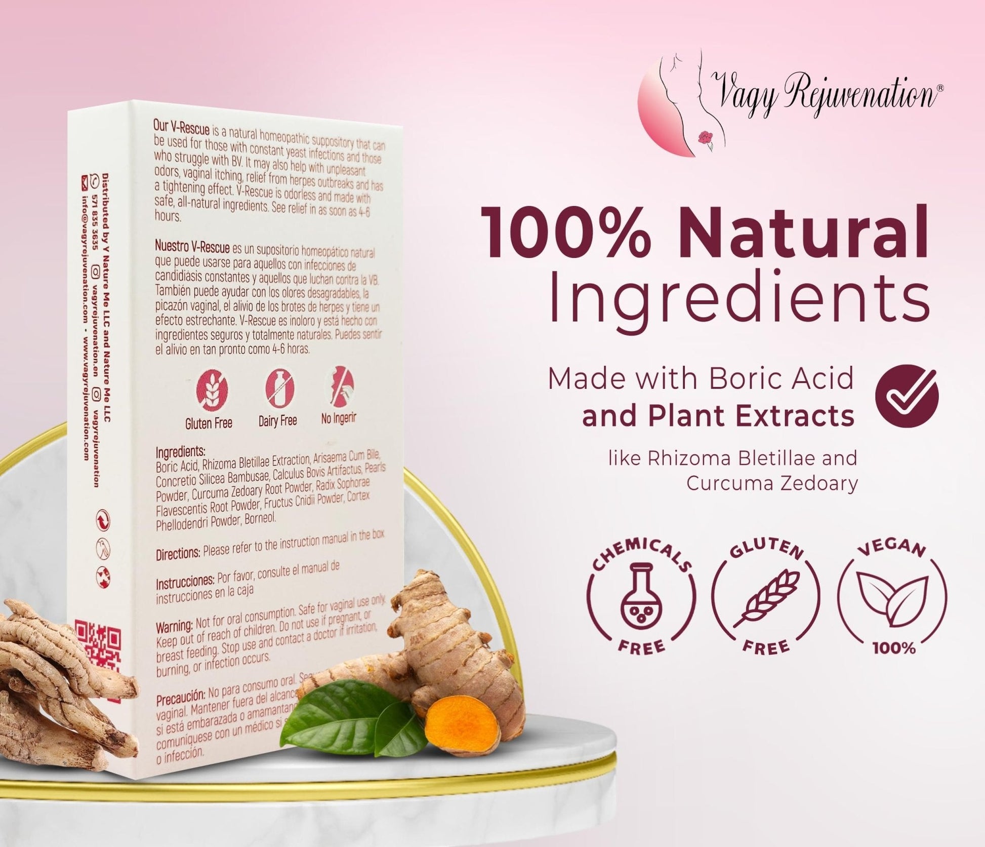 Vagy Rejuvenation V-Rescue - 500 mg Boric Acid 14 Vaginal Applications - Feminine Health - Maple Wellness Supplements