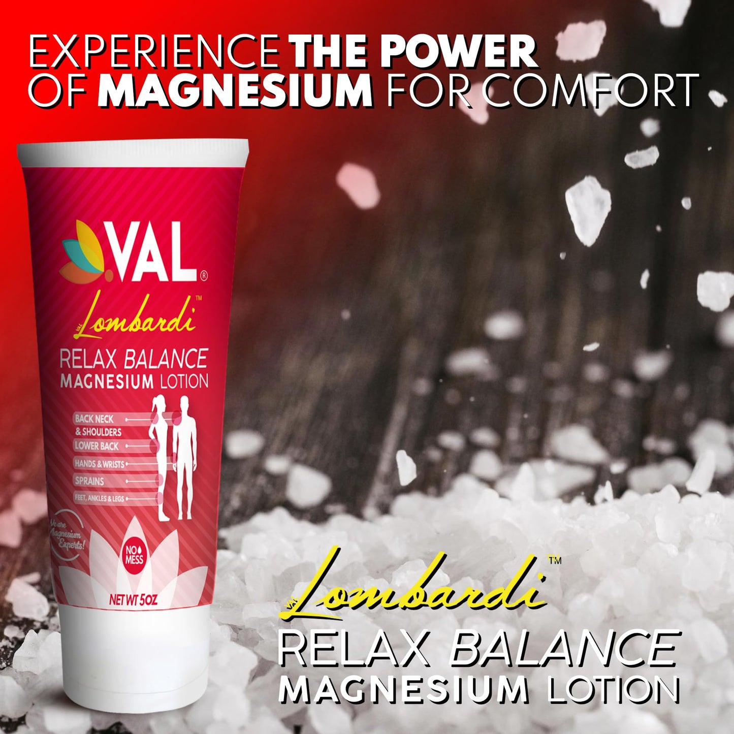 VAL Lombardi Relax Balance Magnesium Lotion | Arnica, Camphor & Menthol | Fast Relief for Joints, Muscles, Back, Shoulders, Feet | Non-Greasy | 5oz - Maple Wellness Supplements