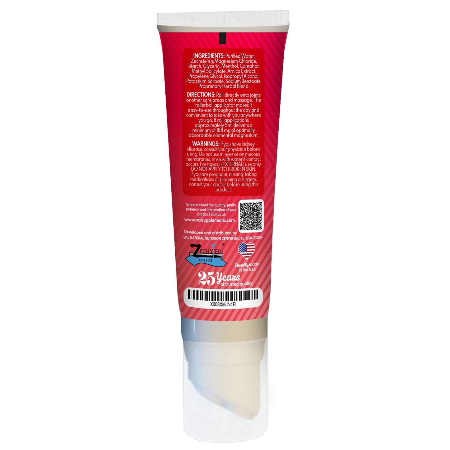 VAL Lombardi Relax Balance Magnesium Rollerball | Zechstein Magnesium + Herbal Extracts | Joint & Muscle Relief for Neck, Back, Legs | No Mess, Non-Greasy | 4oz - Maple Wellness Supplements