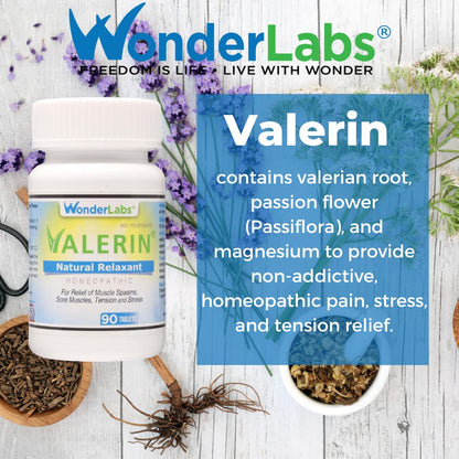 Valerian Natural Relaxant for Tension Relief, Stress Relief, Leg Cramp Relief and Other Muscle Cramps Magnesium, Passion Flower, & Valerian Root Muscle Relaxant - (90ct) - Maple Wellness Supplements