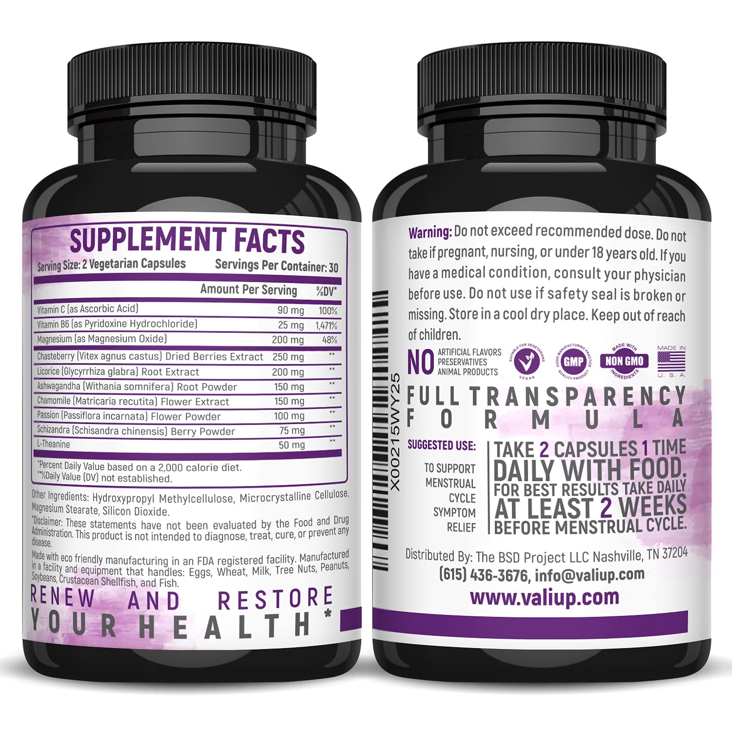 VALI Renew PMS Relief Supplement. Women’s Menstrual Cycle Support. Herbal Formula - Maple Wellness Supplements