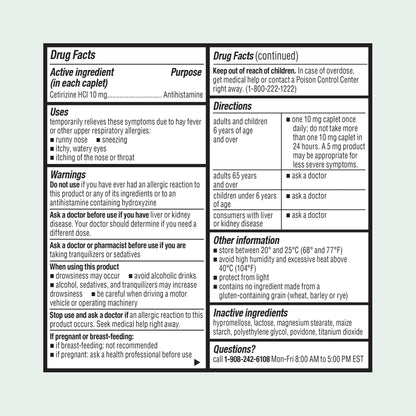 ValuMeds 24-Hour Allergy Medicine Antihistamine for Pollen, Hay Fever, Dry, Itchy Eyes, Allergies | Cetirizine HCl 10mg Caplets, Compare to Leading Brand (300 Count) - Maple Wellness Supplements