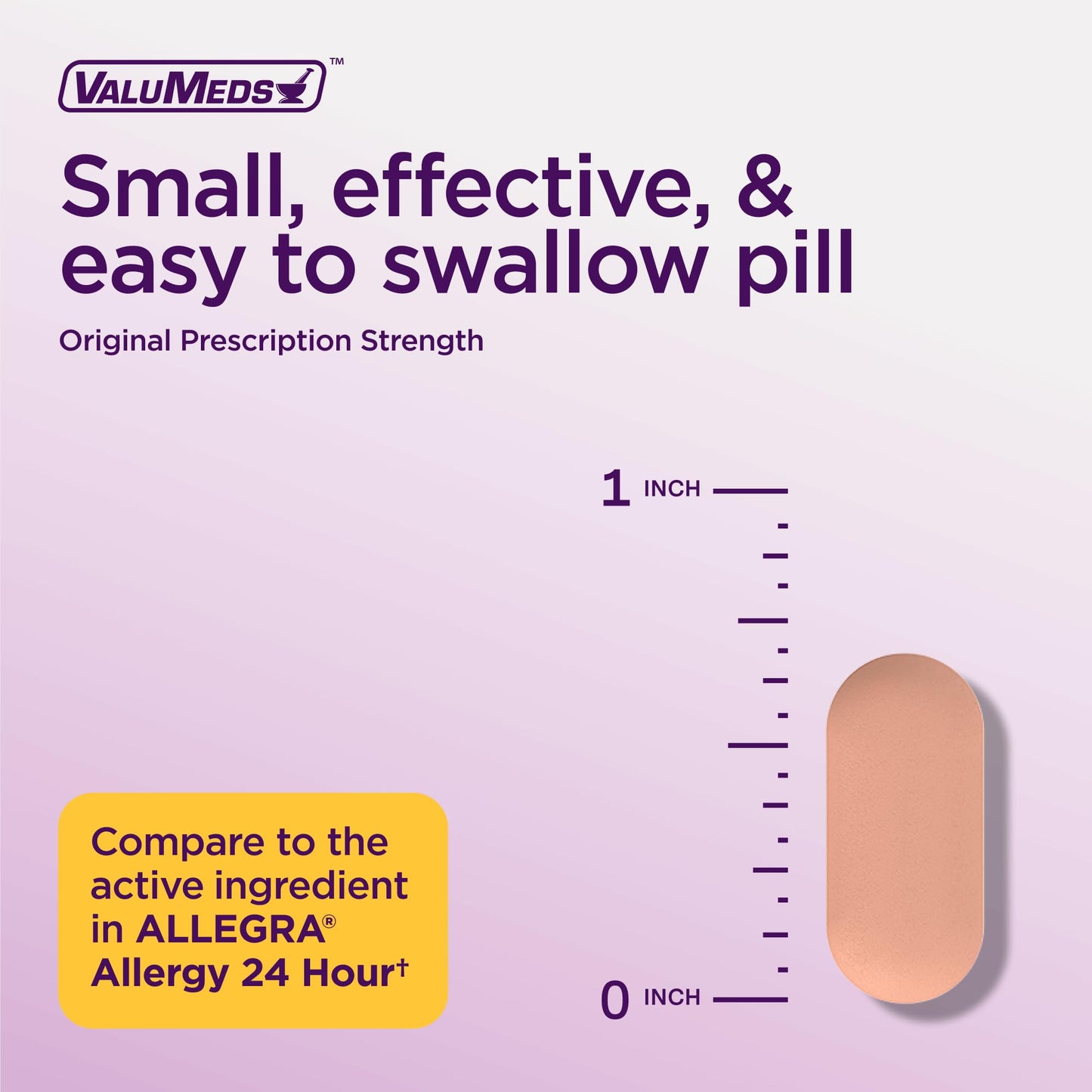ValuMeds | Compare to Allegra | Fexofenadine HCl 180mg | 24-Hour Allergy Relief, Non-Drowsy Antihistamine Generic Medicine for Allergies, Hay Fever, Itchy Eyes | for Kids & Adults (100 Count) - Maple Wellness Supplements