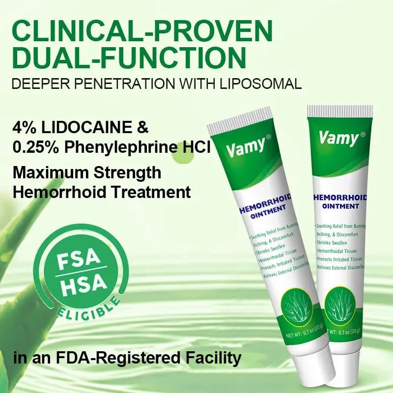 vamy Herbal Hemorrhoid Cream, Hemorrhoid Treatment and Hemorrhoids Cream with Lidocaine 4% and Phenylephrine HCI for Fast Relief of Pain, Swelling, Itching, Burning, Hemorrhoidal Treatment. 2 pc - Maple Wellness Supplements