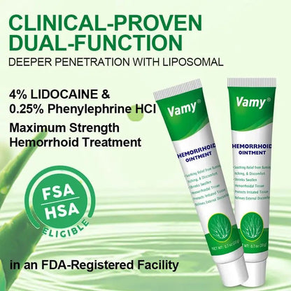 vamy Herbal Hemorrhoid Cream, Hemorrhoid Treatment and Hemorrhoids Cream with Lidocaine 4% and Phenylephrine HCI for Fast Relief of Pain, Swelling, Itching, Burning, Hemorrhoidal Treatment. 2 pc - Maple Wellness Supplements