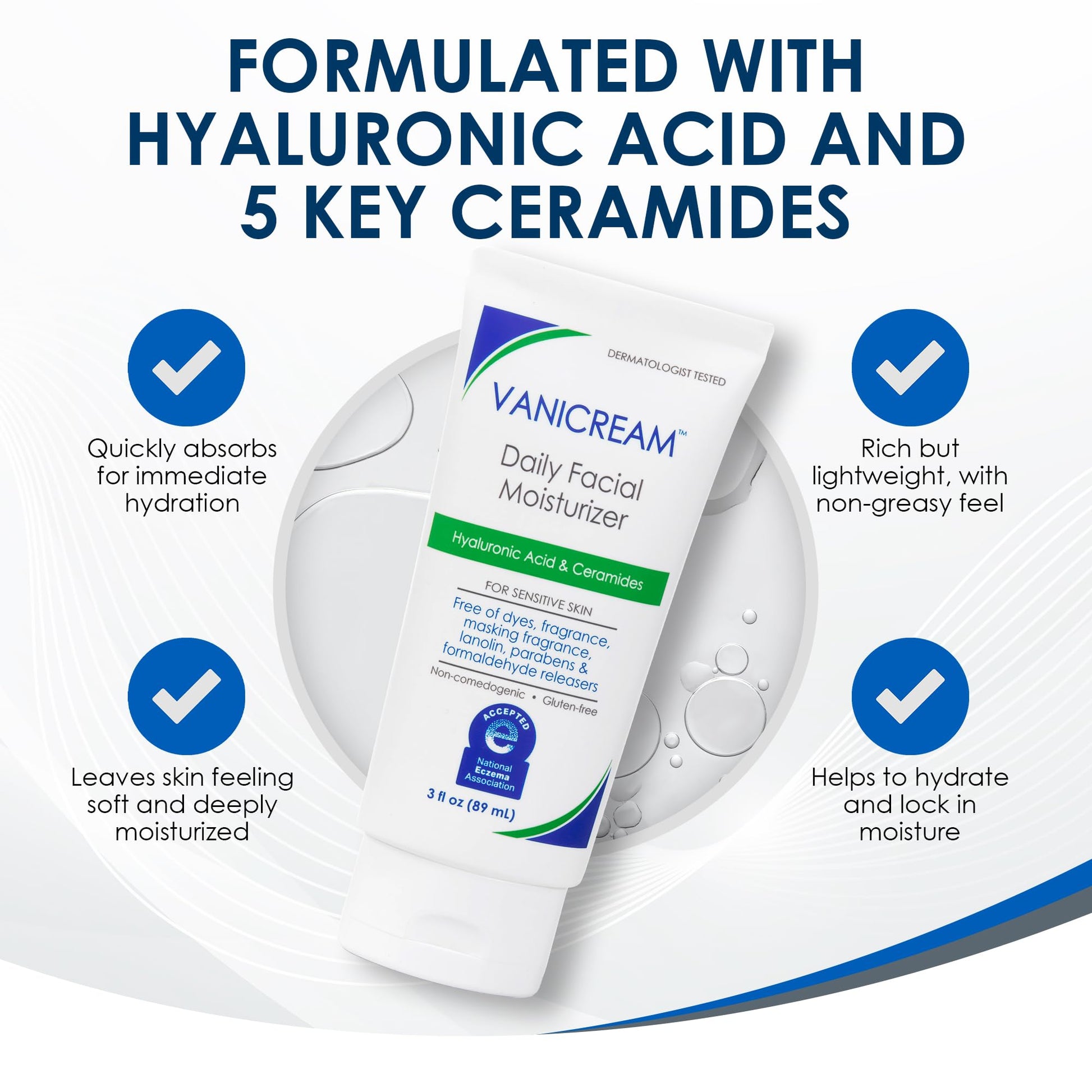 Vanicream Daily Facial Moisturizer With Ceramides and Hyaluronic Acid - Formulated - Maple Wellness Supplements