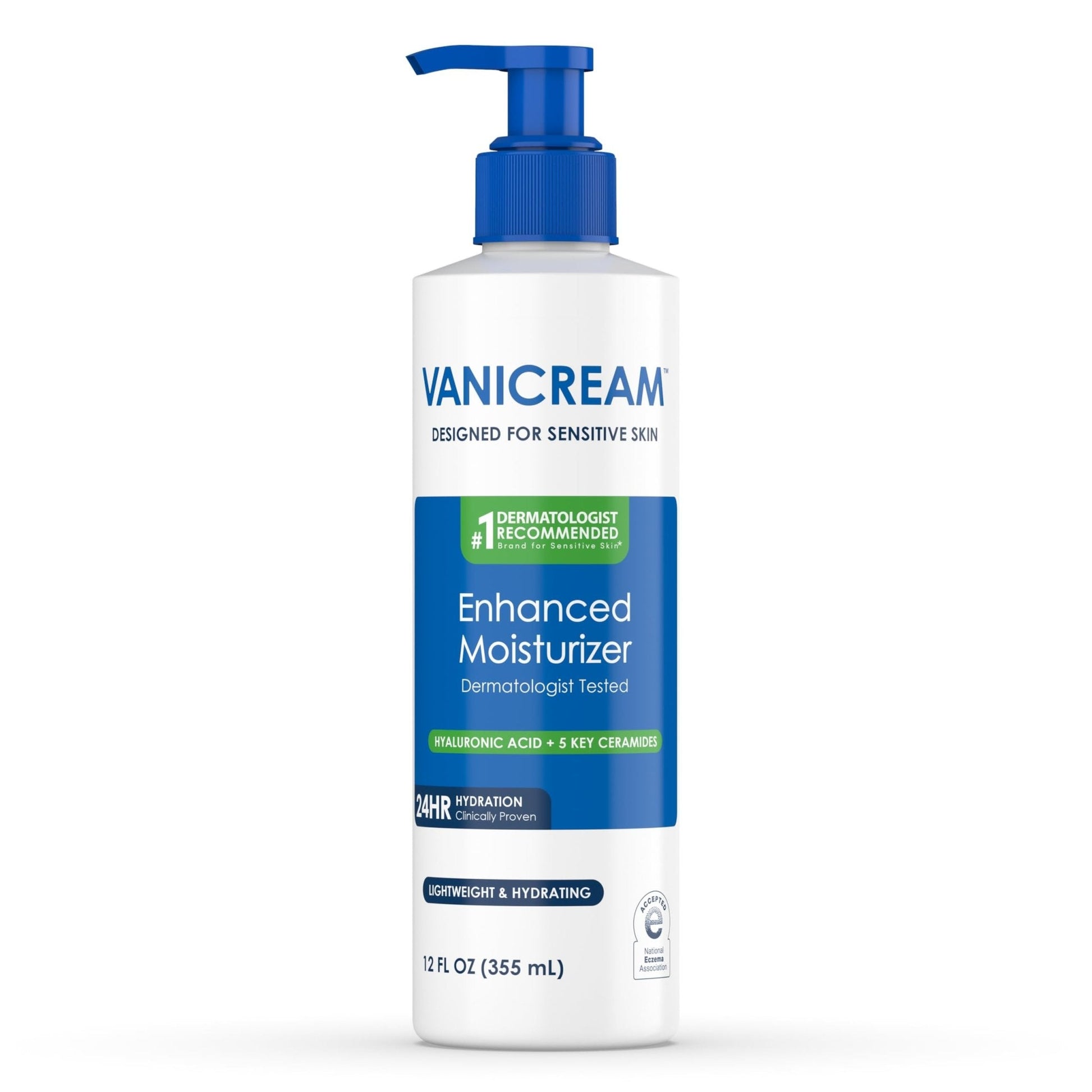 Vanicream Enhanced Moisturizer, 12 fl oz, Formulated without Common Irritants, Body Moisturizer, All-Day Hydration with Hyaluronic Acid - Maple Wellness Supplements