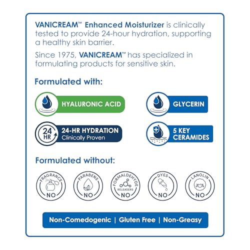 Vanicream Enhanced Moisturizer, 12 fl oz, Formulated without Common Irritants, Body Moisturizer, All-Day Hydration with Hyaluronic Acid - Maple Wellness Supplements